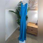 Alexis Lune Gown Womens Large L Blue Sleeveless Cutout A-Line Maxi Satin Photo 6
