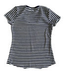 Socialite Navy & White Scoop Neck Short Sleeve Top – Size Large Photo 5