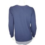 Denim & Co . French Terry Long Sleeve Tunic Printed Striped Hem Navy Womens XS Photo 8