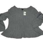 Torrid Grey Sweater Top Mixed Knit Texture Peplum Round Neck Size 0 Large NEW Photo 2