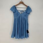 Lulus Amalfi Coast Light Blue Pleated Flutter Sleeve Mini Dress Size XS Photo 2