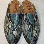 Zodiac  Green/Blue Snake Print Mules Photo 0