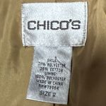 Chico's Womens Large Size 2 Blazer Jacket Brocade Floral Metallic Gold Blue Photo 1