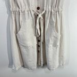 Modcloth Linen Blend Shirt Dress 1X Coastal Soft Girl Minimalist Beige Pockets Photo 6