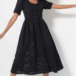Kurt Lyle Malia Dress Black Lace Puff Sleeve Button Front Size Small Photo 0