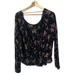 Free People Black Floral Fanta Open Back Long Sleeve Top S Photo 6