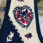 Vintage Christopher Banks Womens Small Knit Sweater Vest Embroidered Americana‎ Blue Photo 2