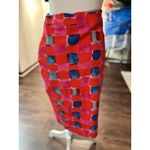 Anthropologie XS Maeve Slim Fit Midi Skirt Red Pencil Stretch Photo 7