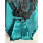 Victoria's Secret Vintage Victoria’s Secret Gold label Satin Lace Lingerie Teddy size S Teal/Black Photo 4