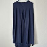 ZARA New Navy Blue Elegant Round Neck Knit Cape Dress Slit Long Sleeves Size S Photo 3