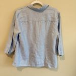 Orvis  Classic Button Up Shirt Womens M Blue Linen Long Sleeve Collared 1852 Photo 6