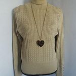 Liz Claiborne  Cable knit Gold Shimmer Turtleneck Sweater Photo 0