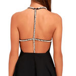 Lulus Adore You Black Pearl Skater Strappy Back Mini Dress Size S Photo 3