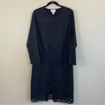 Beguile Sleepwear Black Pintuck Lace Trim Long Sleeve Cotton Shirt Dress Size 1X Photo 1