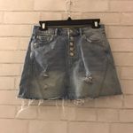 Free People Light Wash Distressed Denim Skirt Photo 0