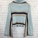 Skylar + Madison Turtleneck Sweater Blue Women S Fringe Bell Sleeve Stripes Knit Photo 9