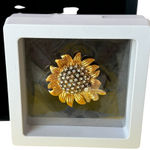 Gold Sunflower & Bee Brooch with Rhinestones Yellow Photo 0