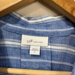 J.Jill Love Linen Blue White Stripe Button Back Shirt 100% Linen Size Large Photo 6