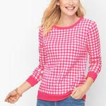 Talbots  Pink Gingham Print Sweatshirt Sz 2X Pullover‎ Long Sleeve Preppy Plus Photo 0