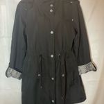 Dress Barn Black Trench Coat with Patterned Cuffs Photo 1