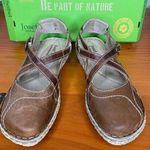 Josef Seibel Brown Leather Cross Strap Sandals Size 38/7 Comfortable Cushioned Photo 0