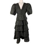 Marie Oliver Women's Everly Ruffled Organza Midi Dress Size 8 Black Jacquard Photo 1