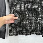 Vince Tweed Leather Moto Jacket Black White Fringe Womens Size M Photo 5