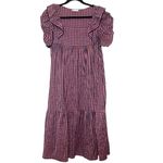 ZARA Women’s Gingham Ruffle Prairie Midi Dress Pink/Navy Blue Size Medium Photo 1