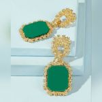 SheIn NWT  Gold & Green Dangling Earrings Photo 1