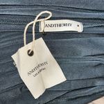 Andthewhy  NWT Size M Blue & Tan w/ White Lace Trim Cowl Neckline Blouse Top Photo 4