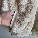 Tart Lemon  Cream Faux Fur Zip Up Vest Photo 3