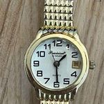 Precision by Gruen Ladies Watch White Dial Gold Tone Stainless Stretch Bracelet Photo 2