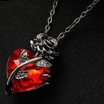 Gorgeous red ruby like stone set in black metal rose and chain! New Photo 2
