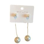Pearl Dangle 2 Way Drop Or Stud Earrings NEW White Photo 1