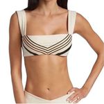 We Wore What Bandeau Bra Top, Off White Stripes, Size XSMALL , NWT Photo 0
