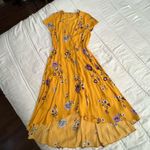 Free People  lost in you golden yellow flower high low midi short sleeve dress M Photo 7