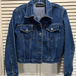 No Boundaries  Dark Wash Denim Jacket Size M Pockets Button Up Collar Studs Photo 0