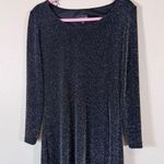 XScape  Black Glitter Mini Shift Dress Womens M Long Sleeve Cocktail Party Formal Photo 1