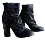 Atalina Black Suede Dress Bootie Womens Size 11 Round Toe Studded Block Heel Photo 3