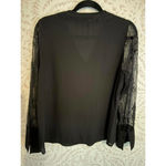 Catherine Malandrino Elegant Black Lace Sleeve Blouse L Photo 4