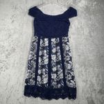 Foxiedox Dress Blue Lace Off Shoulder Floral Party Cocktail Wedding Guest Size S Photo 1