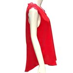 CCC Red Lace Trim Satin Sleeveless Tank Top V Neck Dressy Blouse Size Large Photo 3
