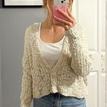Free People Cream Button Front Cardigan Sweater Photo 0
