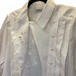 Karen Scott 90s Vintage Lace Cutout Pintuck Blouse w/Asymmetrical Buttons size 14 Photo 5