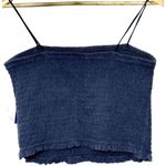 Abercrombie & Fitch Navy Blue Ruffle Sleeveless Cropped Tank Top Crop Top Sz XL Photo 1