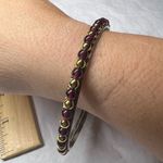 Vintage Boho Garnet and Gold Tone Bead Bangle Bracelet Photo 1