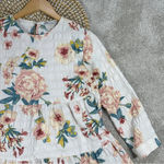 ZARA  Ecru Floral Babydoll Dress Multicolor Tiered Swingy Boho Bloggers Fave S Photo 4