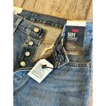NEW Levi's 501 Crop Paint by Number Flower Wavy Lined Straight Jeans 28 x 26” Blue Photo 4