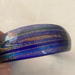 Womens Acrylic Cuff Bracelet Cobalt Blue Multicolor Sparkle 8” Photo 5