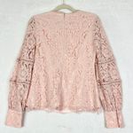 Rachel Parcell  Bishop Sleeve Scalloped Lace Top Size Small Pink Coquette Photo 2